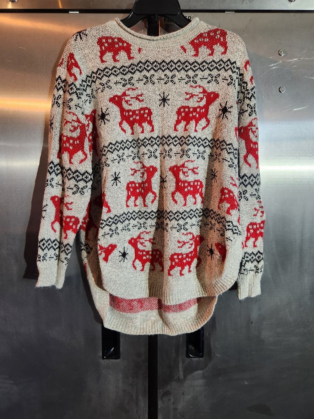 Shein Curve Reindeer Fair Isle Christmas Sweater Oatmeal Red Plus Size 0XL